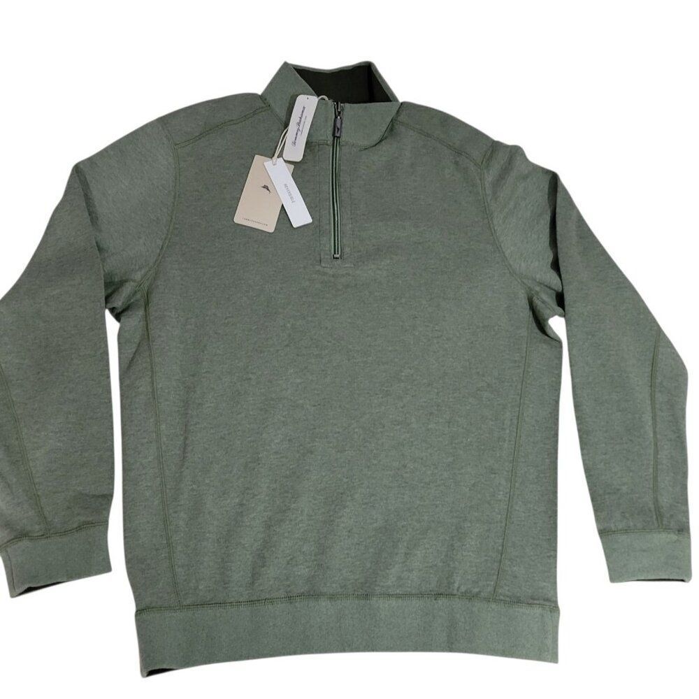 Tommy Bahama Flip Coast 1/2 Zip Sweatshirt Men Medium Pullover Reversible Green - Picture 2 of 15